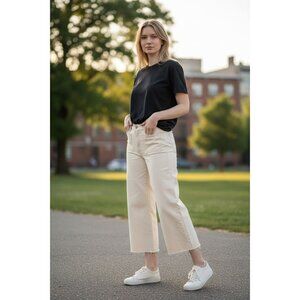 NEW Madewell Perfect Vintage Wide Leg Jeans High Rise Off-White 33 Womens NM699